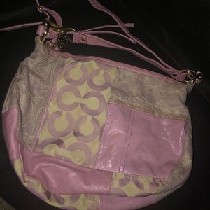 Purple patchwork Coach handbag